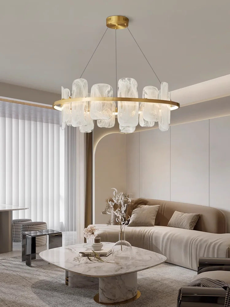 Modern Luxury crystals Ring Chandelier Italian designer glass golden pendant light