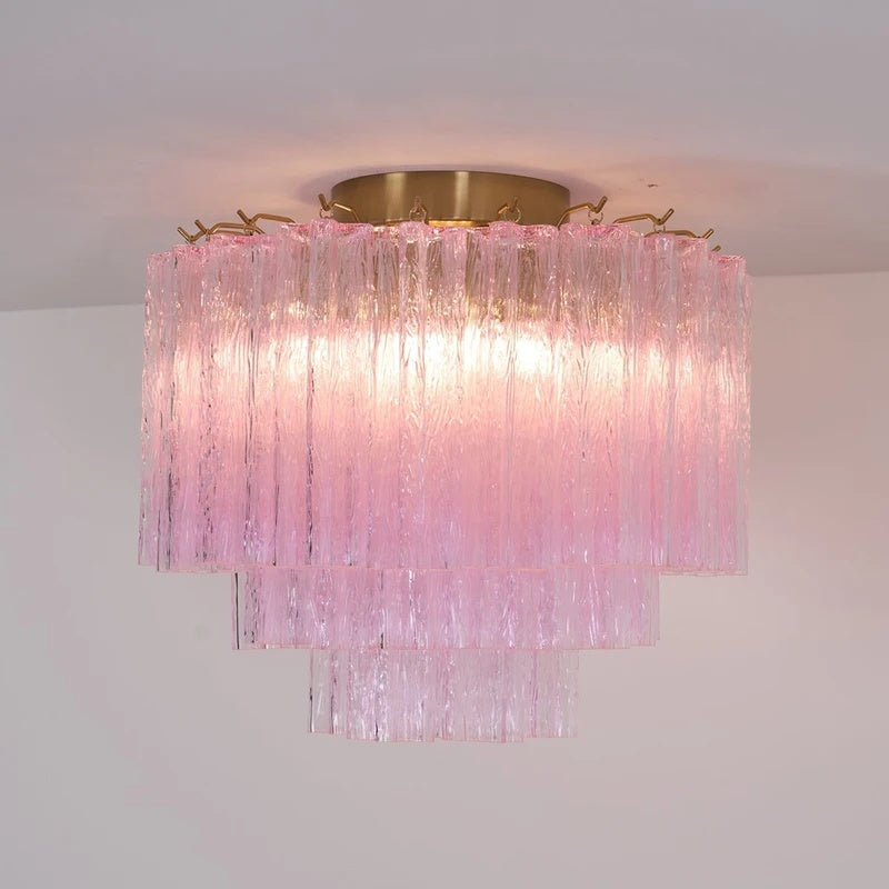 Fiora Pink Glass Ceiling Lamp