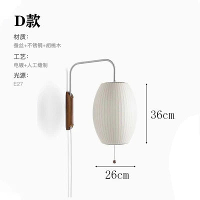 Nordic minimalist milk white wall lamp Danish designer Hand Woven Silk table light