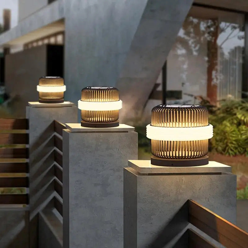 Outdoor wall column head lamps Waterproof solar floor lights  Pillar Wall lighting LED