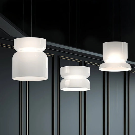 Italian Creative White Glass Shade Pendant Lights Nordic Led Bedside Lamp Round Hanging Lighting for Bar Dining Room Decor Light