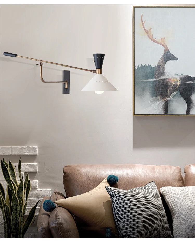 Danish design swing Arm wall light American Long Arm Adjustable Sconce Lamp