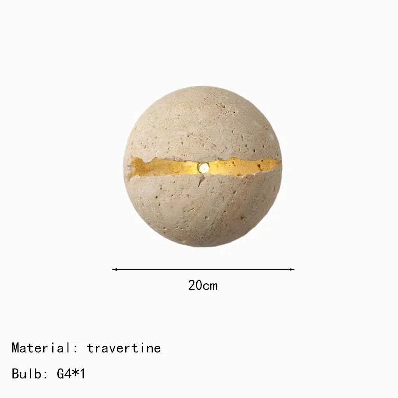 Natural Stone globe wall lamp Yellow cave stone Retro Art sconce Light