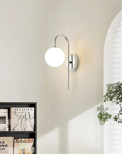 Modern Bauhaus silver small wall lamp Nordic simple bedroom bedside wall light