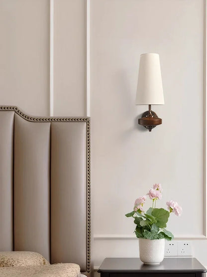 French Vintage Solid Wood Wall Lamp Luxury Retro Bedside sconce light