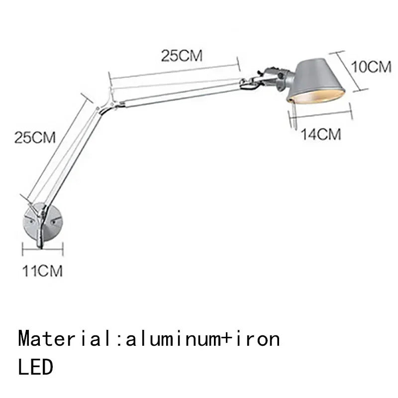 Italian swing arm wall lamp LED Silver Black wall lamp Rotatable Adjustable Reading Lights Decor wall mounted bedside lights