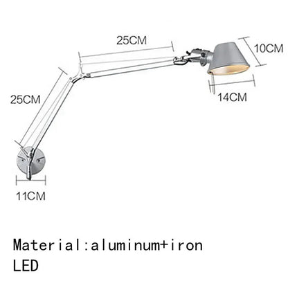 Italian swing arm wall lamp LED Silver Black wall lamp Rotatable Adjustable Reading Lights Decor wall mounted bedside lights