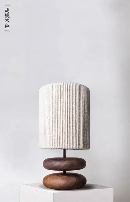 Japanese Bedside Walnut Solid Wood Table Lamp for Bedroom Designer Living Room Study Retro