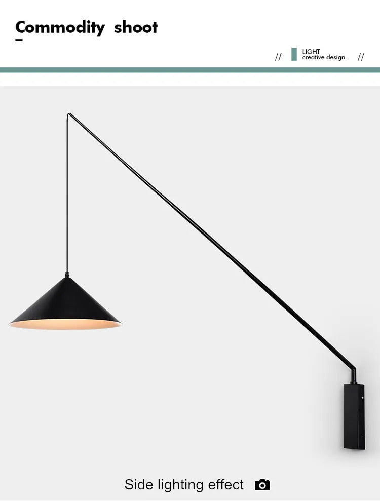 Nordic black Fishing simple Wall lamp Swing long Arm wall light loft sconce lighting