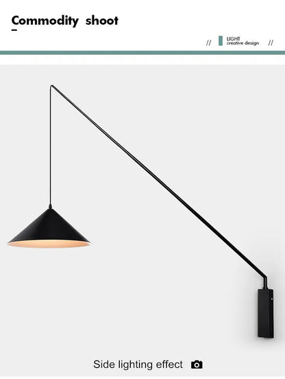Nordic black Fishing simple Wall lamp Swing long Arm wall light loft sconce lighting