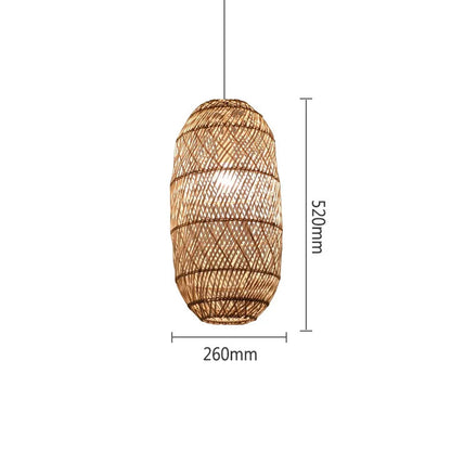 Natural Rattan wicker hanging lamp Chinese Style suspension