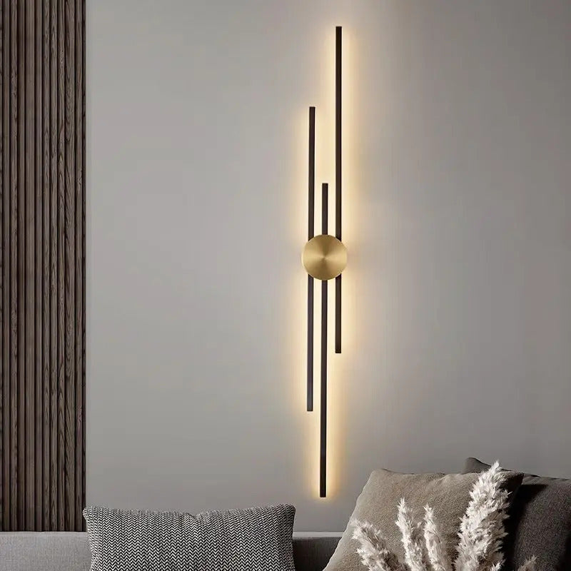 Modern Long Wall Lamp luxury minimalist black gold background LED Wall lights