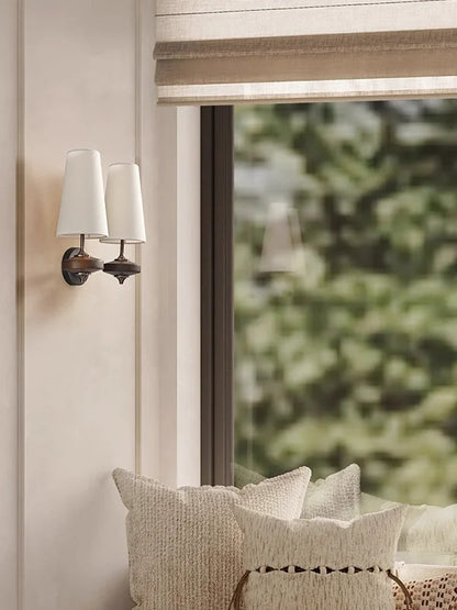 French Vintage Solid Wood Wall Lamp Luxury Retro Bedside sconce light