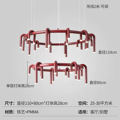 Nordic U-shaped Pendant lamp water pipe long strip Chandelier