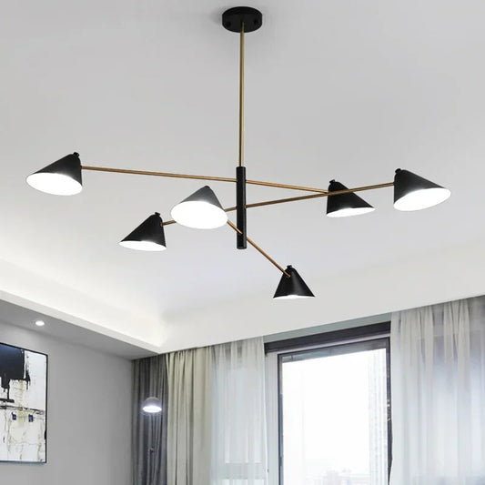 Nordic Minimalist Cone Shape chandelier Danish design black gold  iron Pendant Light