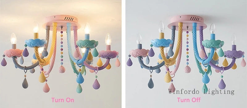 European Children rainbow chandelier Bedroom Princess room kawaii light