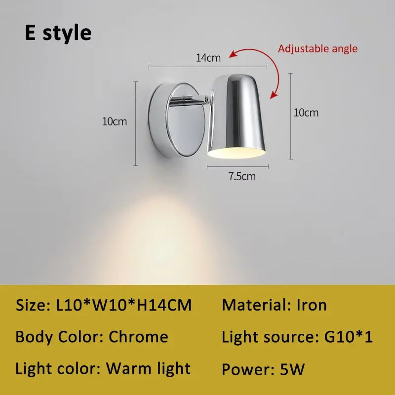 Modern Bauhaus silver small wall lamp Nordic simple bedroom bedside wall light