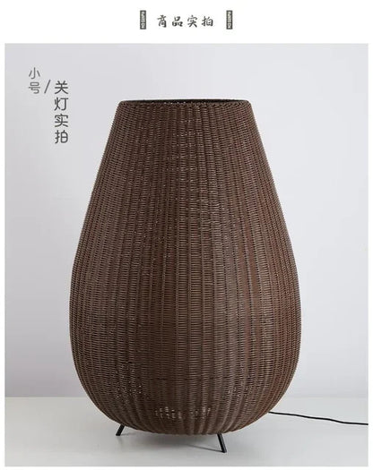 Natural handmade rattan floor lamp Japanese Outdoor waterproof Garden standing lamp
