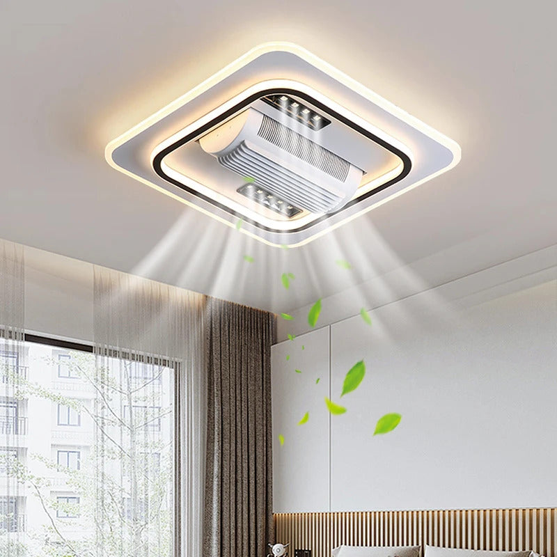 Invisible Bladeless Ceiling Fan LED Remote Control Living Room Dimmable Bladeless Fan Lamp