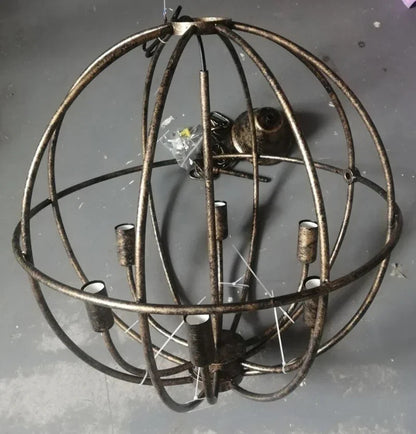 Retro Wrought Iron Chandelier Rustic Orb Vintage Crystal Bird Cage pendant lamps
