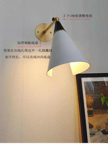 American Luxury Brass golden Wall Lamp Retro Swing Arm Adjustable Wall Light