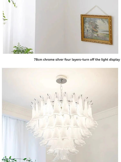 White Petal Glass chandelier French branch shaped crystal pendant light