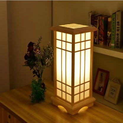 Japanese wooden floor lamp LED Wabi Sabi minimalist Square Wood Made standing lamp