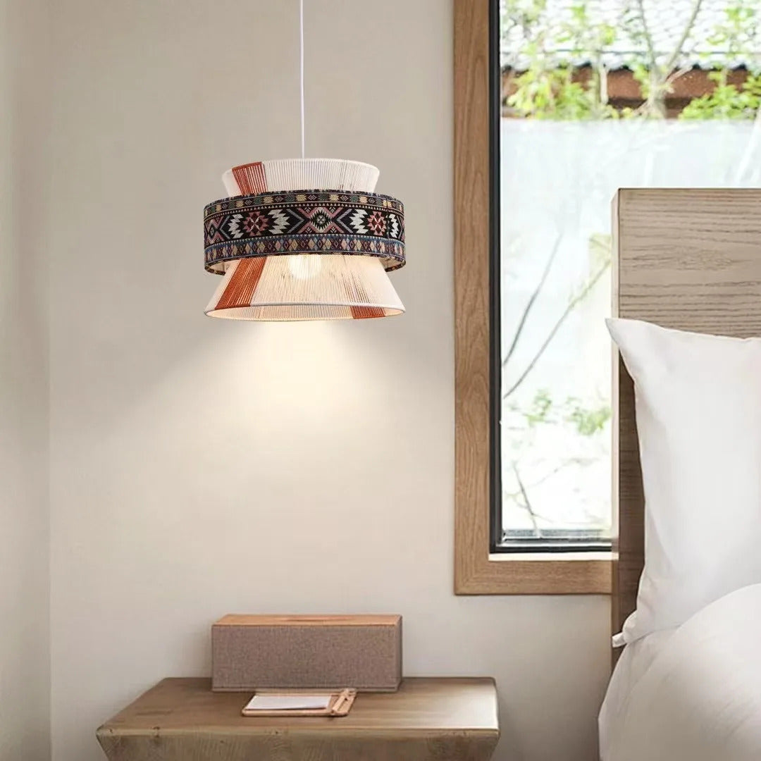 Bohemian Pendant Light Retro Cotton Rope Woven Chandeliers