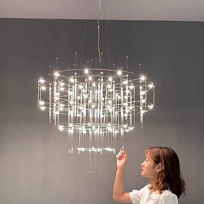 Luxury Stainless Steel Chandelier Modern Chrome LED Firefly Ceiling Chandelier