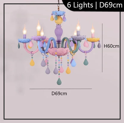 European Children rainbow chandelier Bedroom Princess room kawaii light