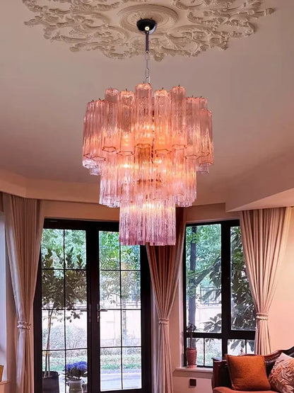 Modern Pink Glass Chandelier Designer Texture Glass Chandelie