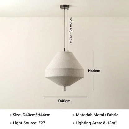 Wabi Sabi Fabric Pendant Light Nordic White Cloth Chandelier