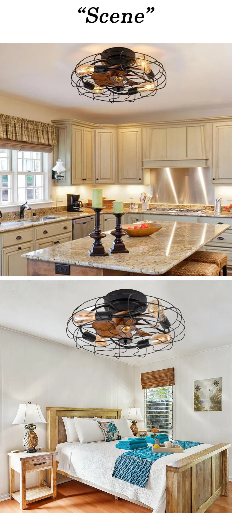 Industrial Retro Fan Light with remote control 110V-220V Living room Light