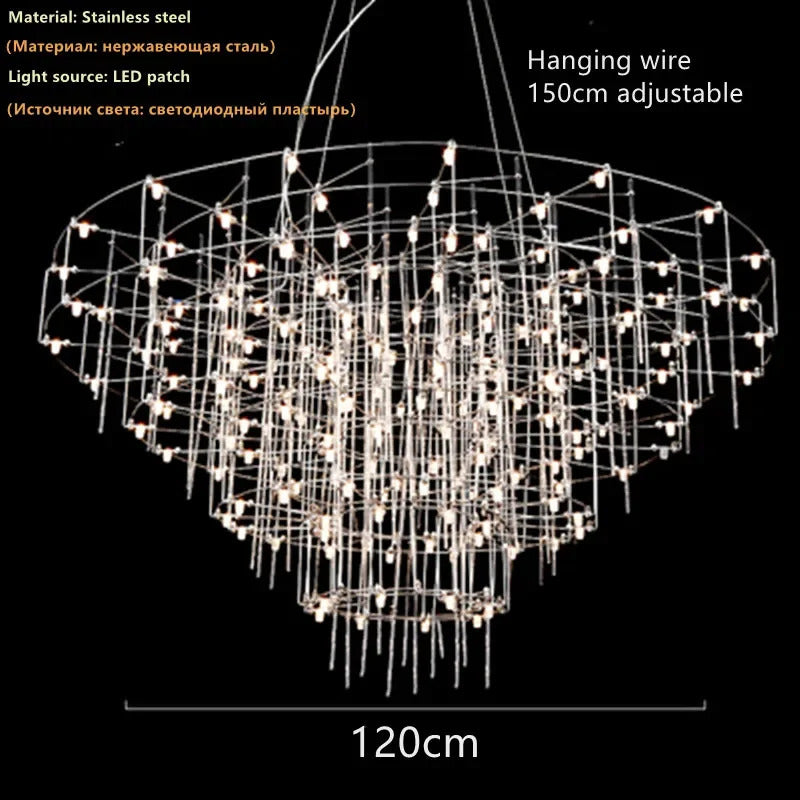 Luxury Stainless Steel Chandelier Modern Chrome LED Firefly Ceiling Chandelier