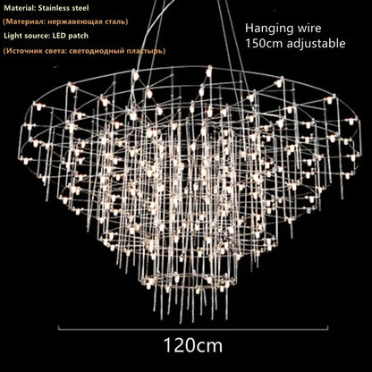 Luxury Stainless Steel Chandelier Modern Chrome LED Firefly Ceiling Chandelier