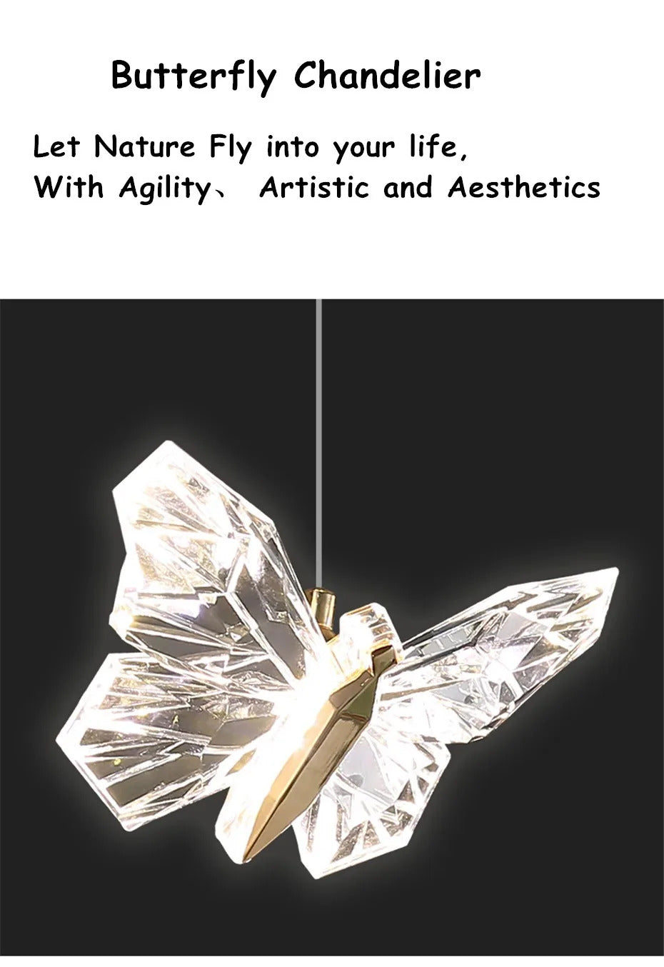Crystal butterfly lamp Nordic Luxury Crystal Staircase Chandelier