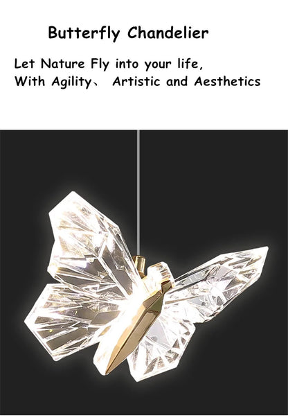 Crystal butterfly lamp Nordic Luxury Crystal Staircase Chandelier