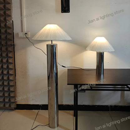 H5 Modern Bamboo Hat Stainless Steel Floor Lamp Simple LED E27 Light Bulb Model Room Bedroom Study Designer Hat Desk Decoration