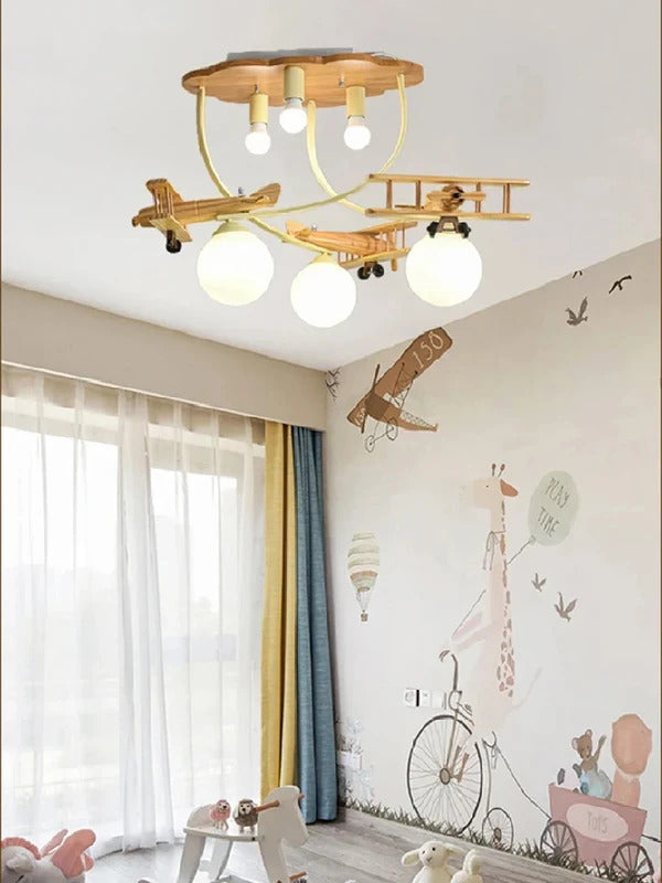 Airplane Chandelier Ceiling lamp Wooden Airplane Pendant Light