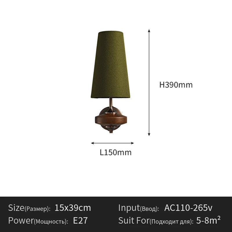 French Vintage Solid Wood Wall Lamp Luxury Retro Bedside sconce light