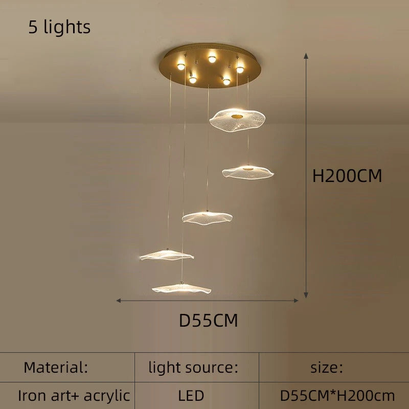 Lotus Leaf Design Acrylic Lustrous Modern Chandelier flower chandelier