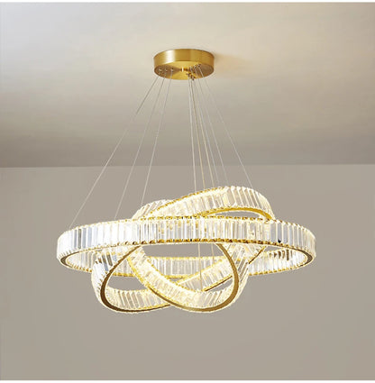 Luxury Crystal LED Pendant Lights Home Villa Living Room Dimmable Lighting Lustre Decoration Ceiling Chandelier Lamps Fixtures