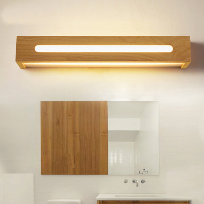 Modern Bathroom Mirror Wall Lamps Nordic Solid Wooden Linear LED Sconce light