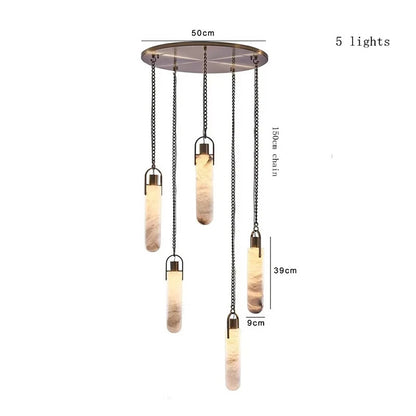 Marble Multi Light Pendant Chandelier Brass Alabaster Ceiling Chandelier Desigener For Living Dining Room Loft Staircase