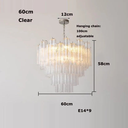 Pink Clear Glass Tube French Design Led Chandelier Lighting Hanging Lamp Lustre Suspension Luminaire Lamp For Dinning Room Decor