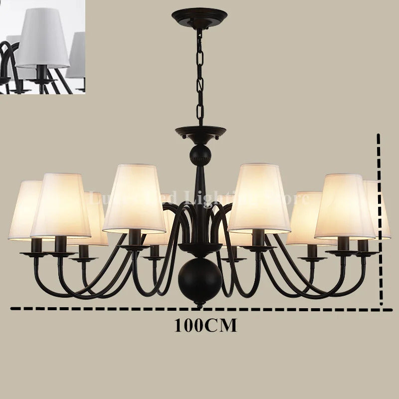 Ameican Black Rustic Chandelier Hotel Salon Hanging Lamp