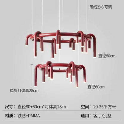 Nordic U-shaped Pendant lamp water pipe long strip Chandelier