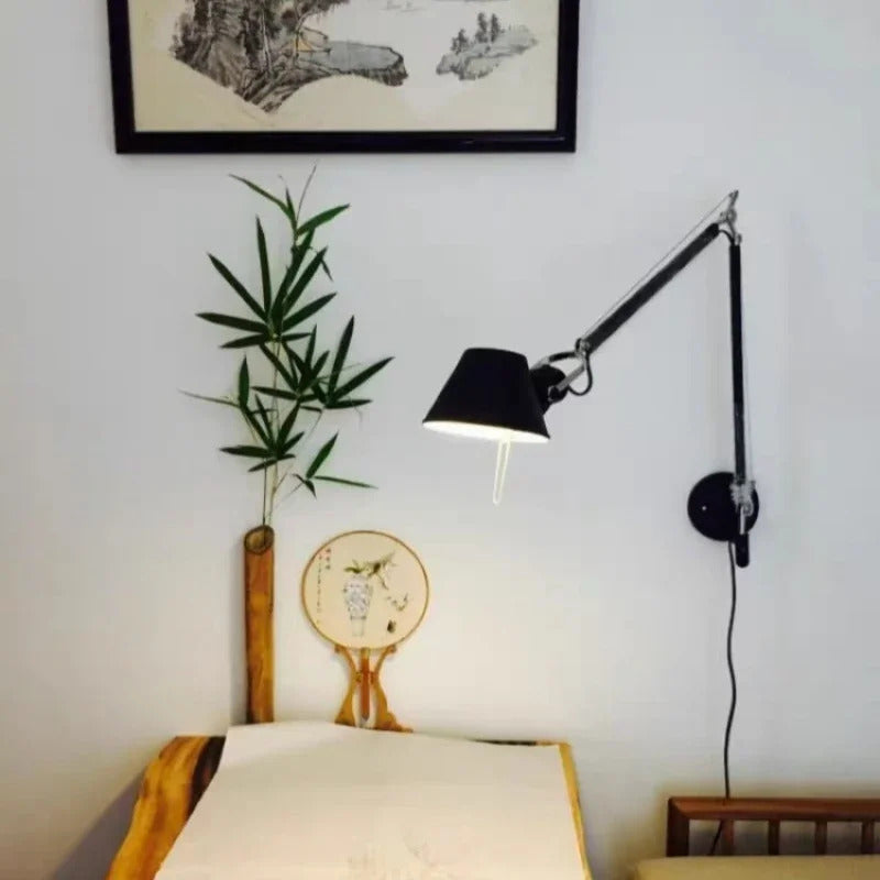 Italian swing arm wall lamp LED Silver Black wall lamp Rotatable Adjustable Reading Lights Decor wall mounted bedside lights