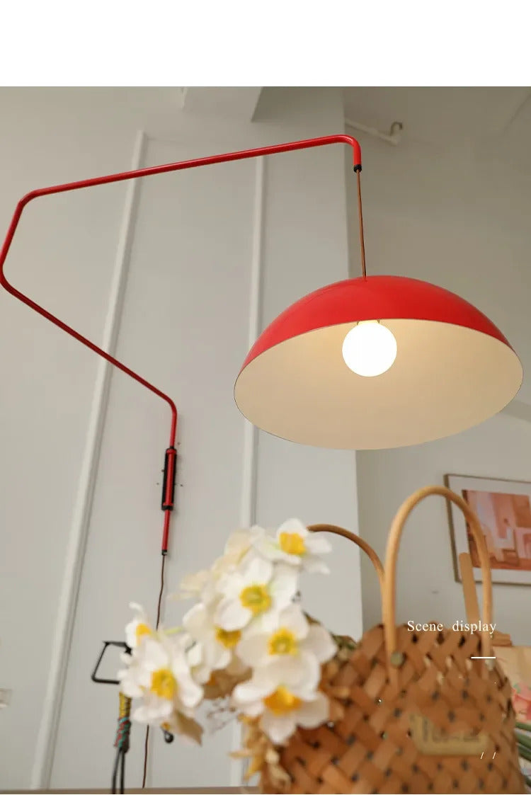 Red Rocker Chandelier Modern Folding Retractable Wall Lamp Long Arm Chandelier