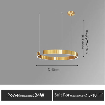 Nordic Led Ring Chandelier Modern Design Rose Gold Black White and Gold Lamp